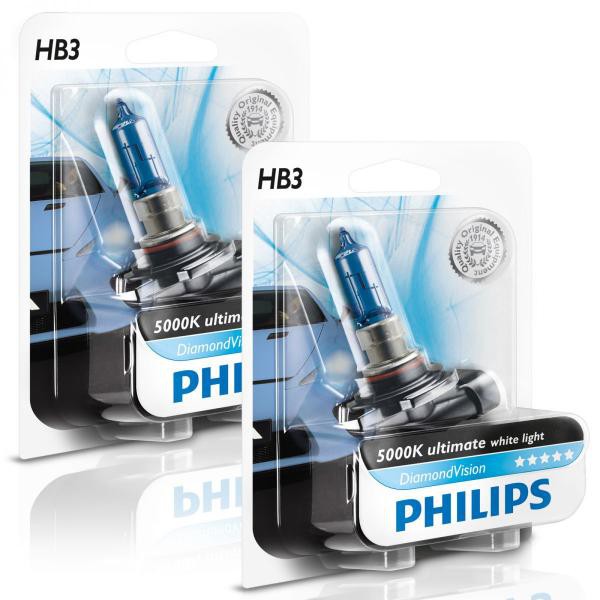 HB3 9005 PHILIPS Diamond Vision 5000K White Head Light Bulbs +W5W Parkers!