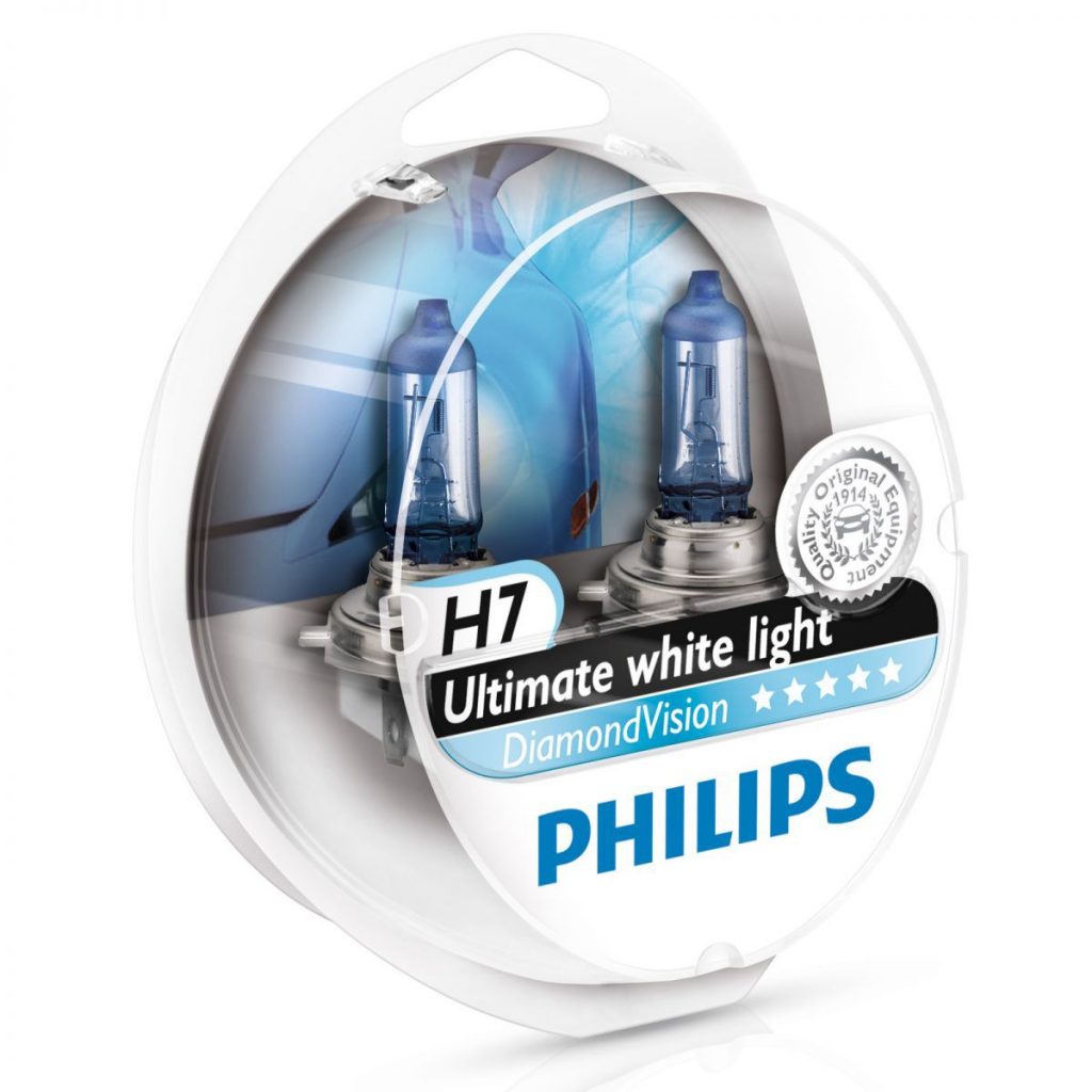 H7 Philips Diamond Vision Super White Halogen Bulbs 5000K - CarHIDkits
